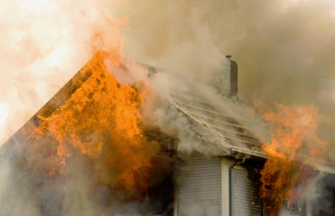 Image of a house on fire